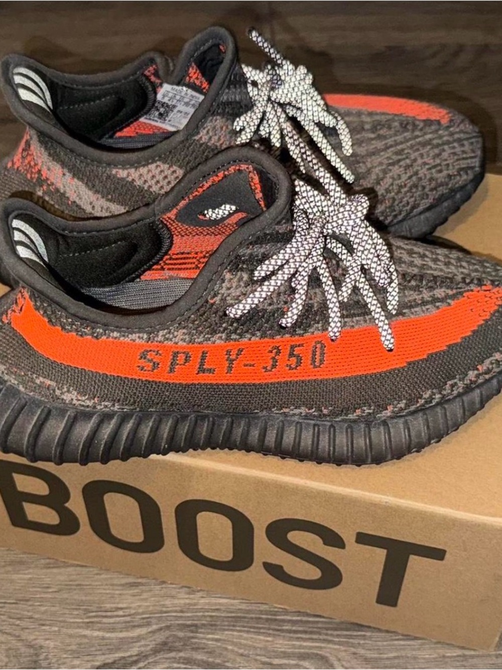 Yeezy Boost 350 V2 Orange and Black Knit Sneakers
